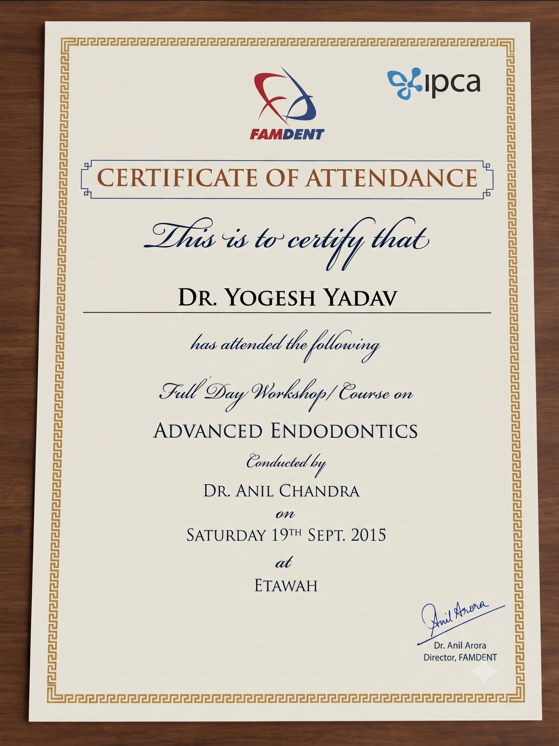 Dental Registration Certificate